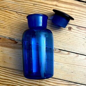Cobalt Blue Glass Bottle with Glass Stopper Top